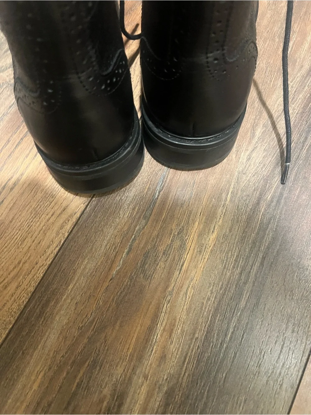 LA Milano Men's Black Leather Chukka Boots with Brogue Detailing size 9